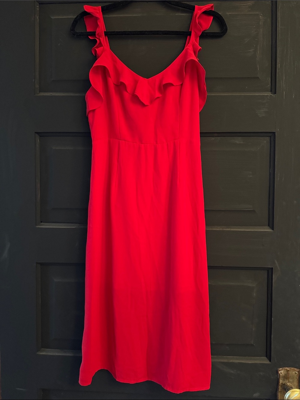 Forever 21 Red Ruffle-Trim Midi Dress